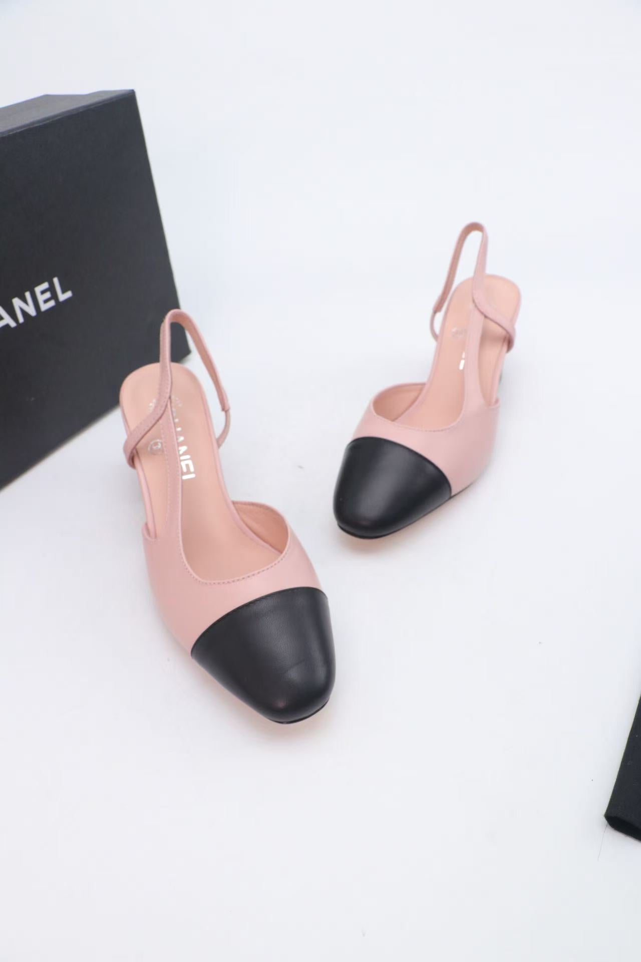 Chanel 2025 Slingback Pink Black Lambskin