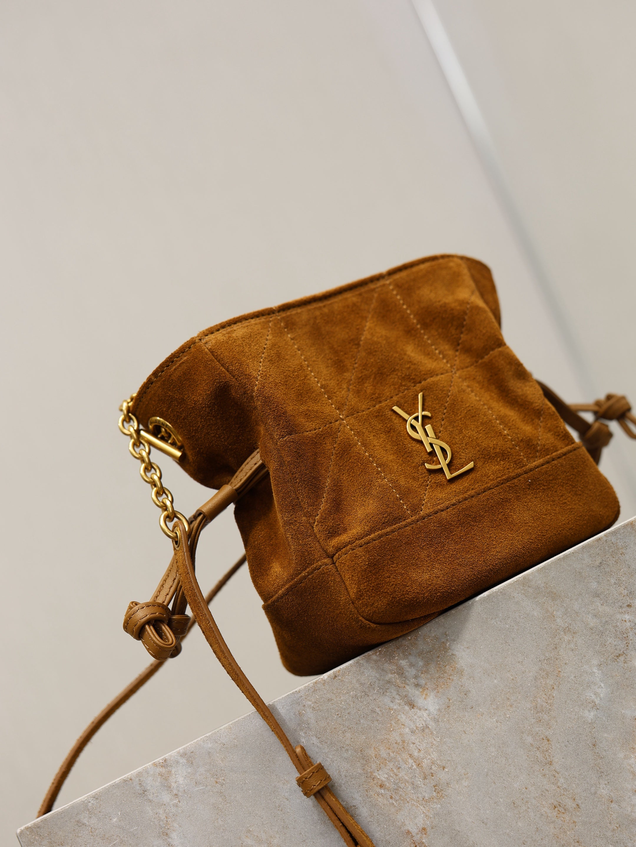 Saint Laurent 2025 Jamie Shopping Bag Brown Suede