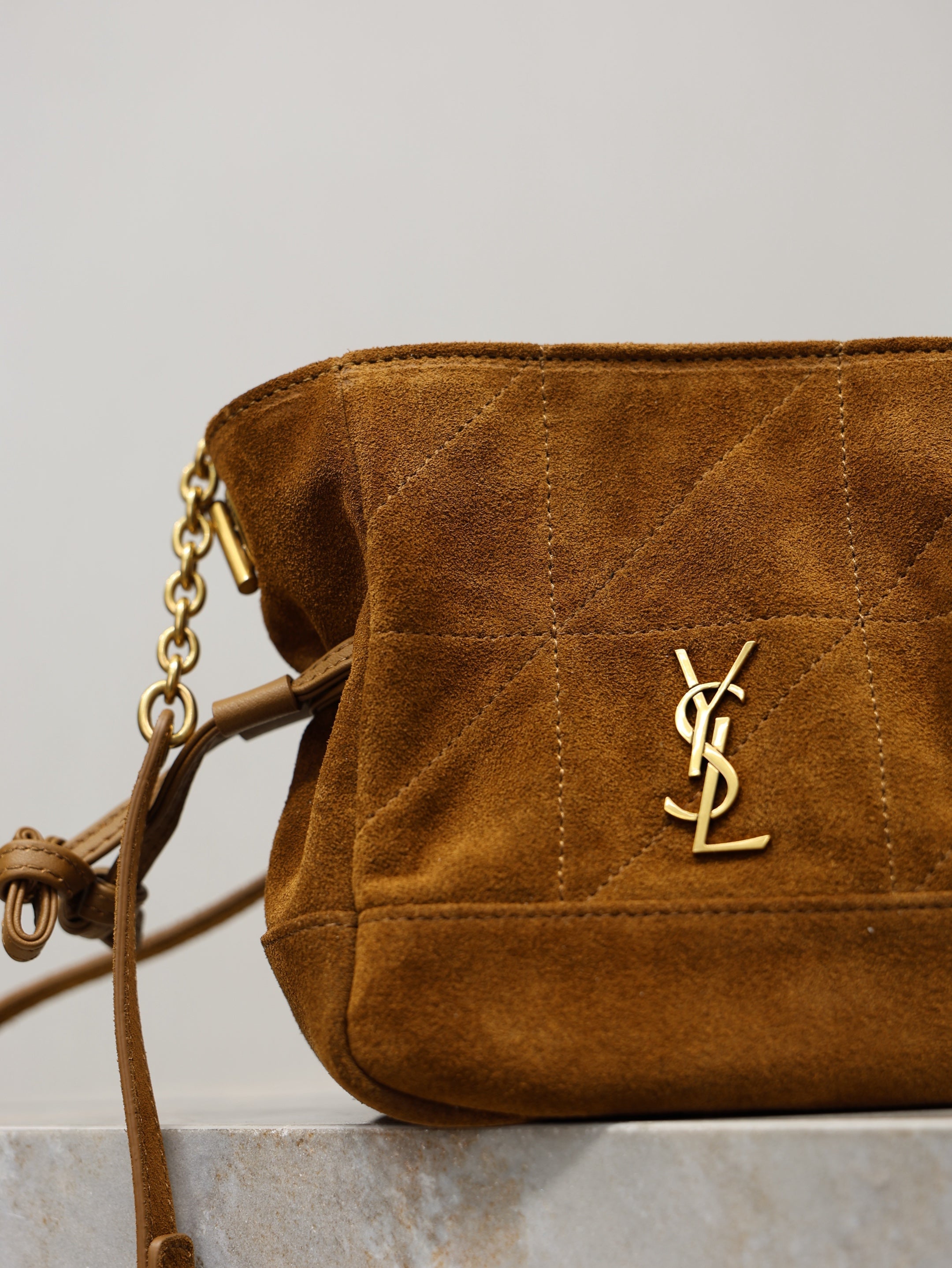 Saint Laurent 2025 Jamie Shopping Bag Brown Suede