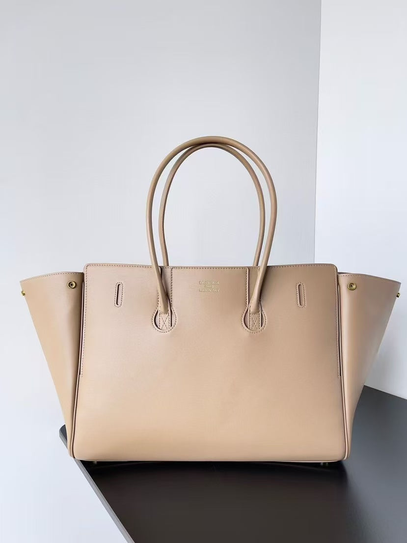 Balenciaga 2025 Bel Air Carry-all Bag 37cm Beige Gold Calfskin