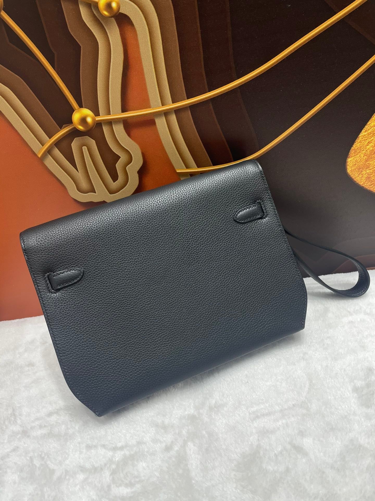 Hermes 2026 KellyDepeches 25 Pouch Black Togo Calfskin with Silver Hardware