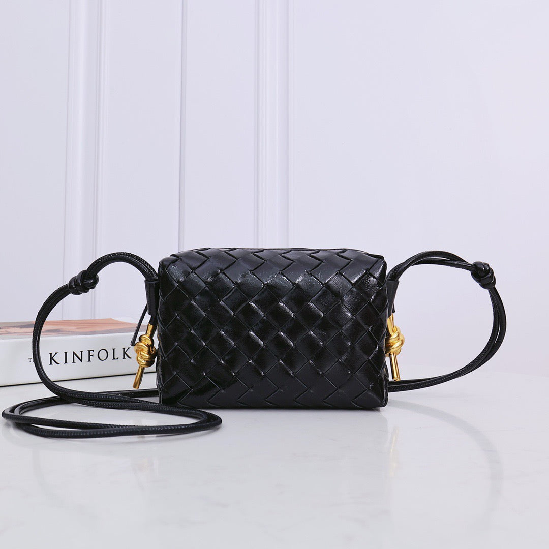 Bottega Veneta 2026 Mini Loop Metal Knots Black Calfskin