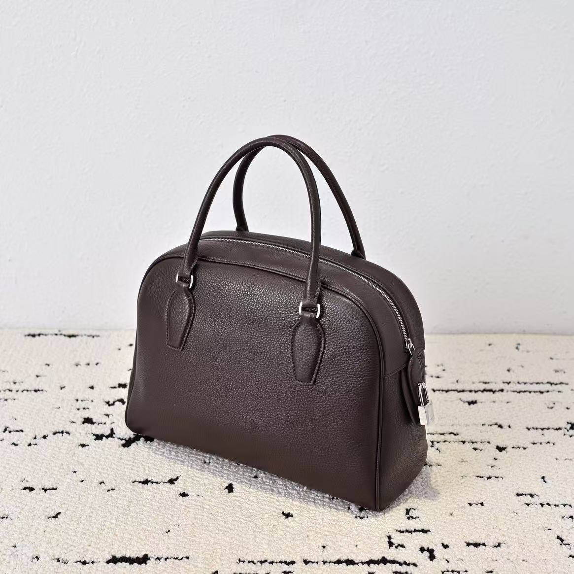 The Row 2026 Bag 32cm Dark Brown Leather