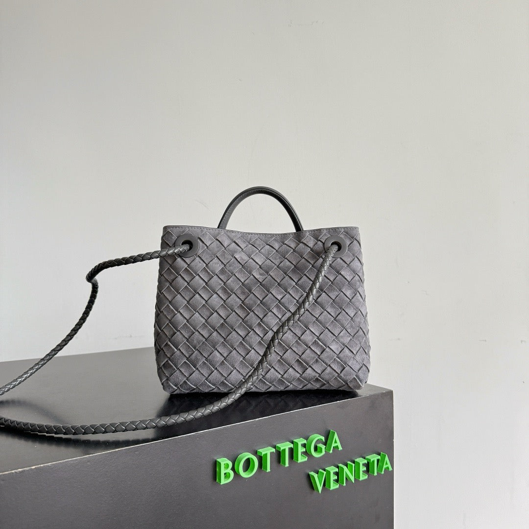 BV 2026 Andiamo 25cm Bag Dark Grey Suede Leather