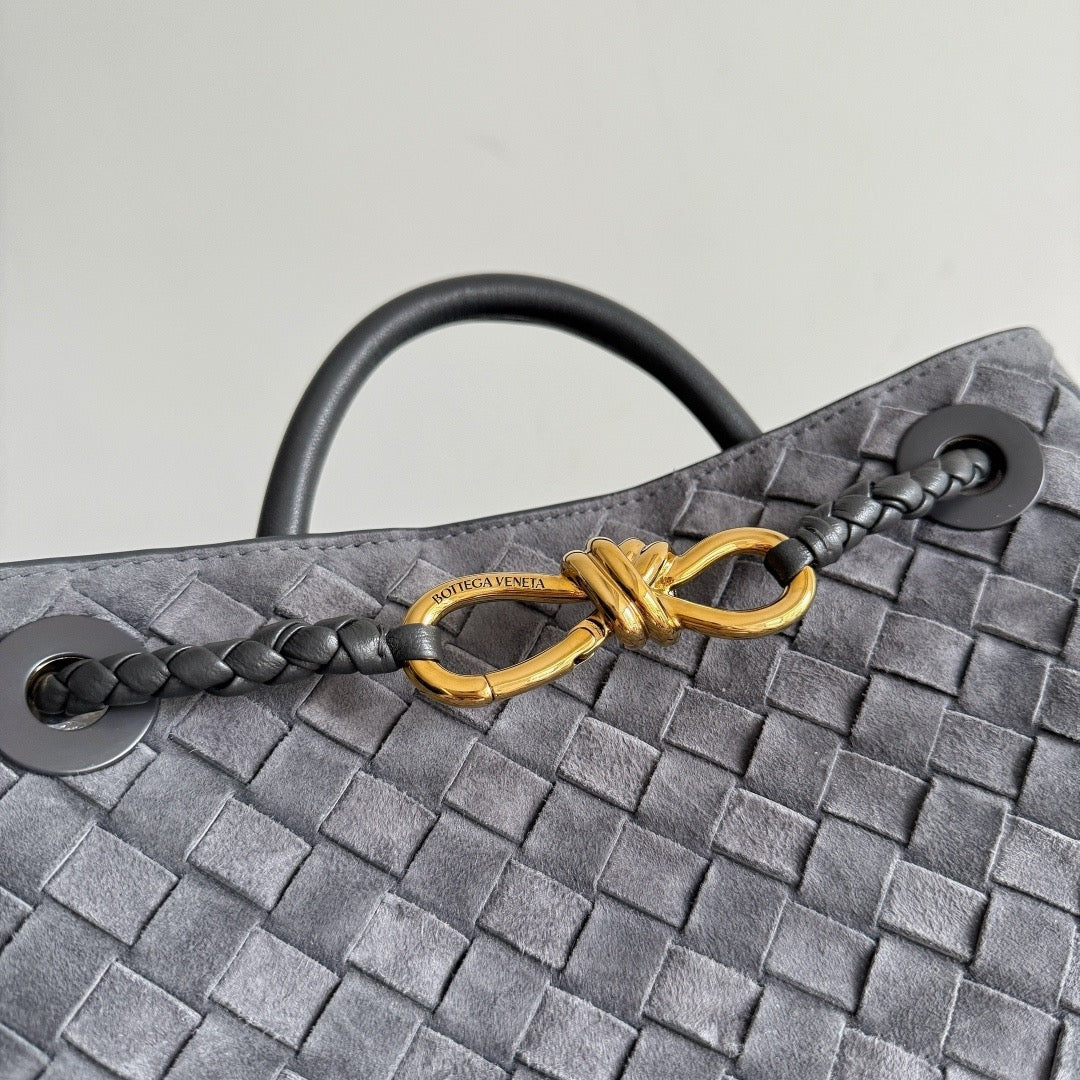 BV 2026 Andiamo 25cm Bag Dark Grey Suede Leather
