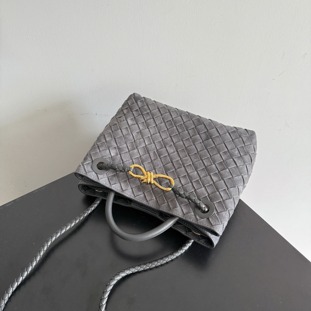 BV 2026 Andiamo 25cm Bag Dark Grey Suede Leather