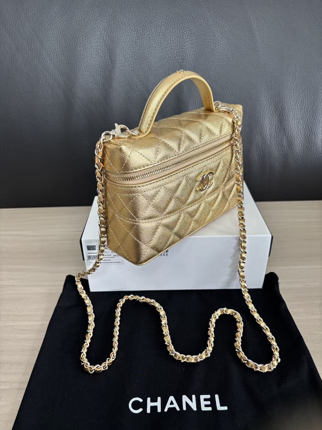 Chanel 2026 Vanity With Chain Gold Metallic Shiny Lambskin