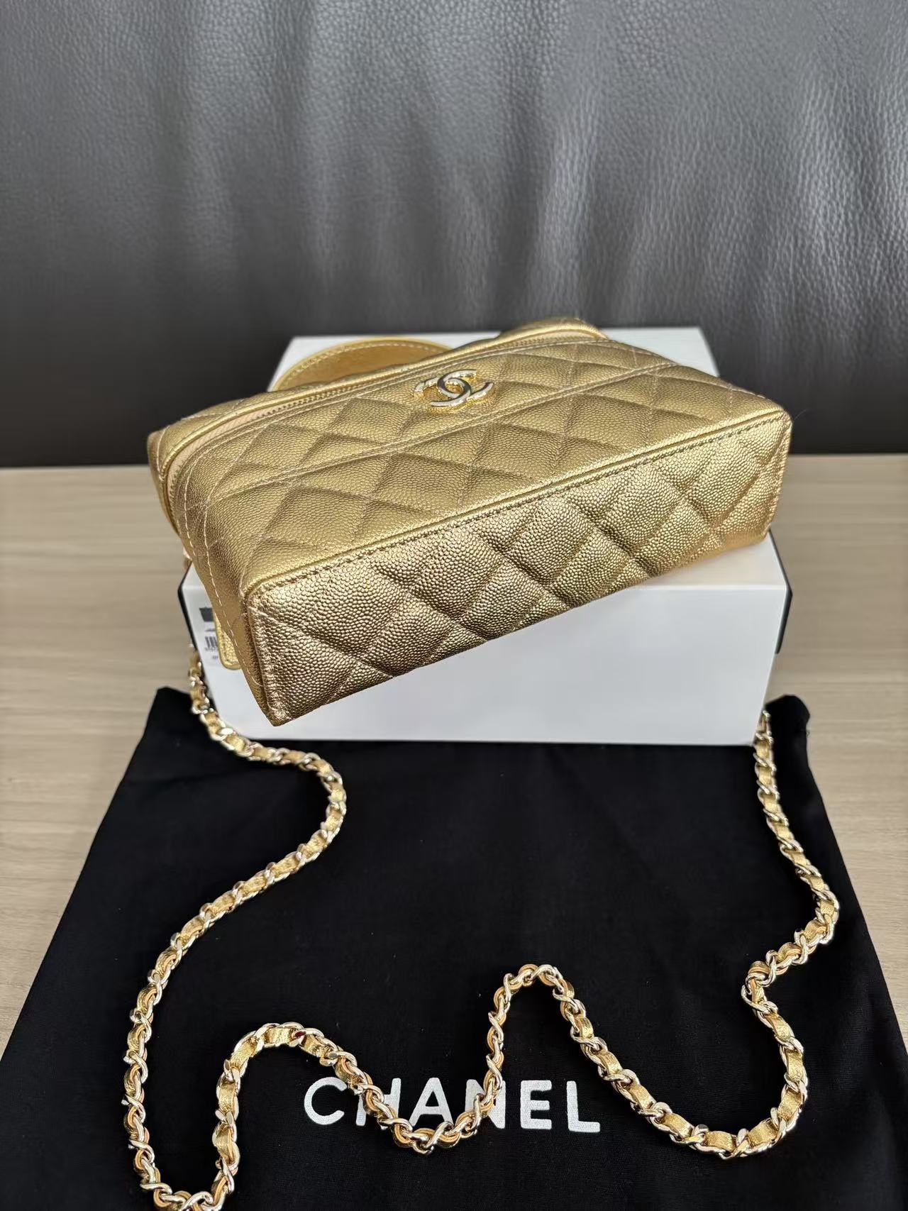 Chanel 2026 Vanity With Chain Gold Metallic Shiny Lambskin
