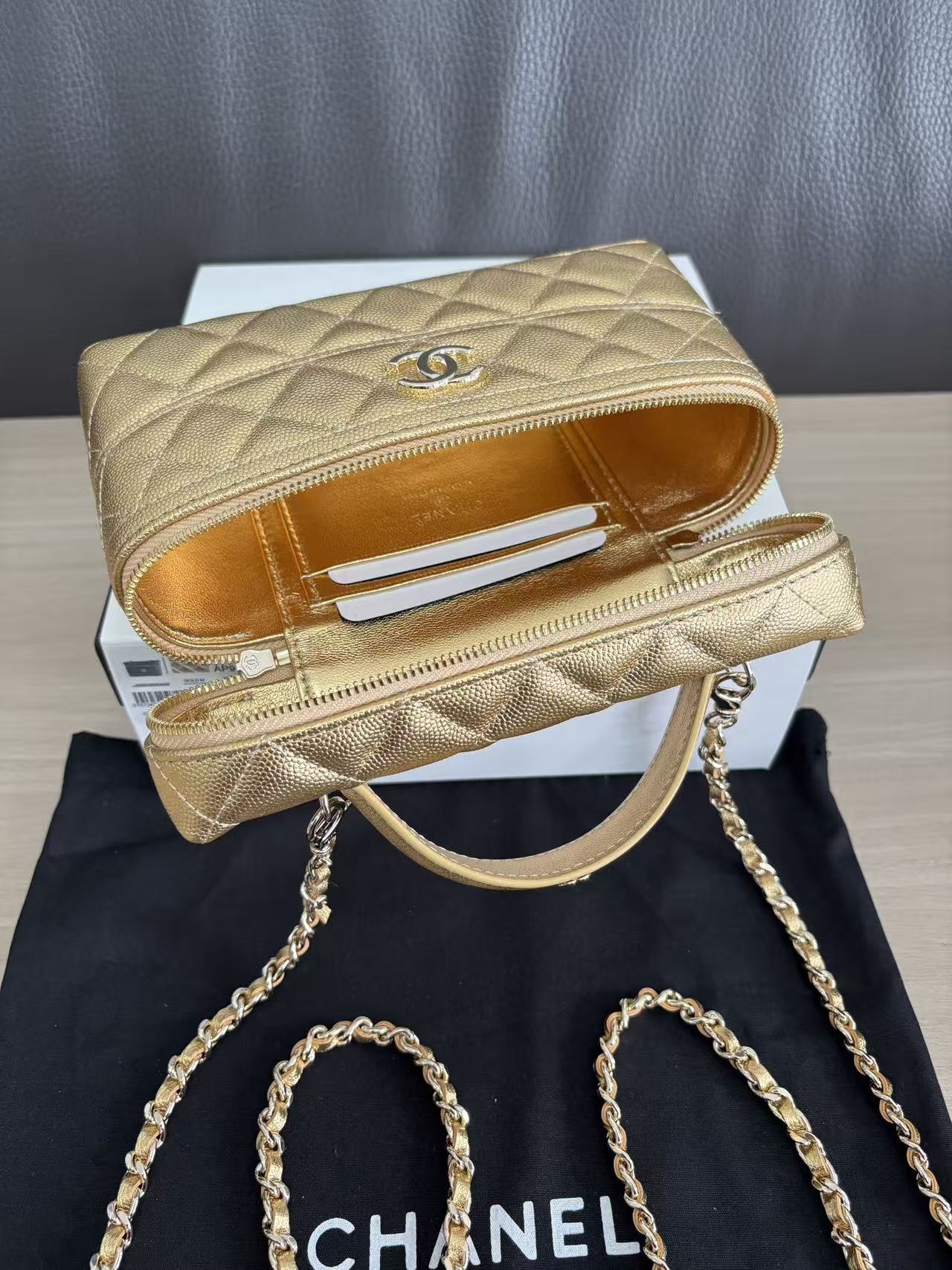 Chanel 2026 Vanity With Chain Gold Metallic Shiny Lambskin