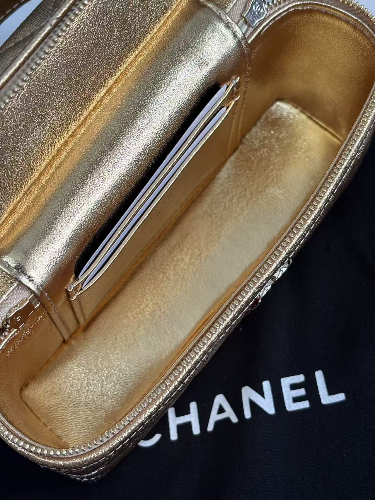 Chanel 2026 Vanity With Chain Gold Metallic Shiny Lambskin