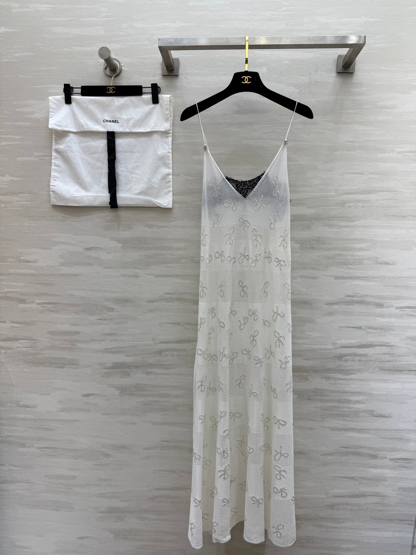Chanel 2026 Camisole Dress White Lace Cotton