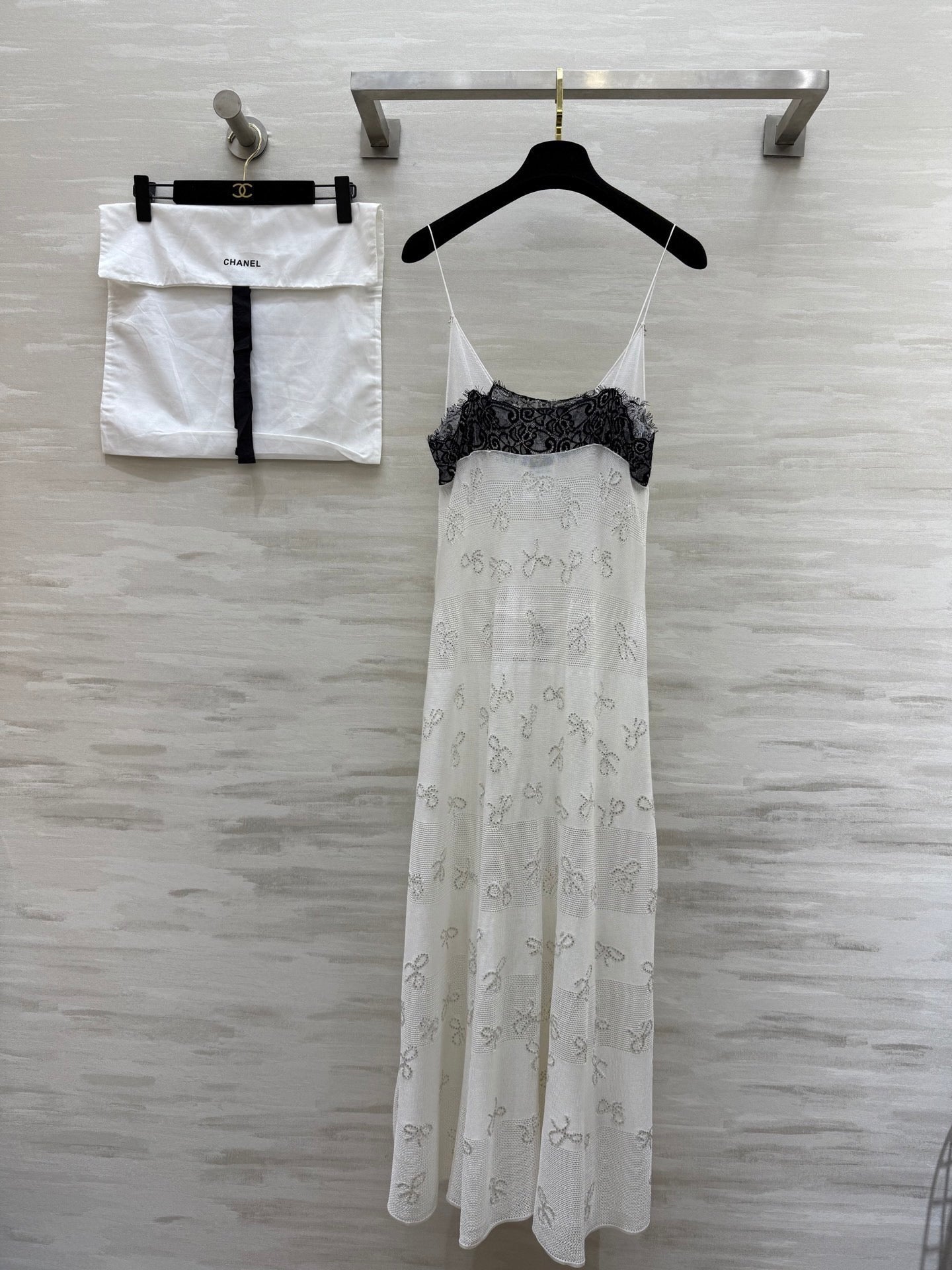 Chanel 2026 Camisole Dress White Lace Cotton