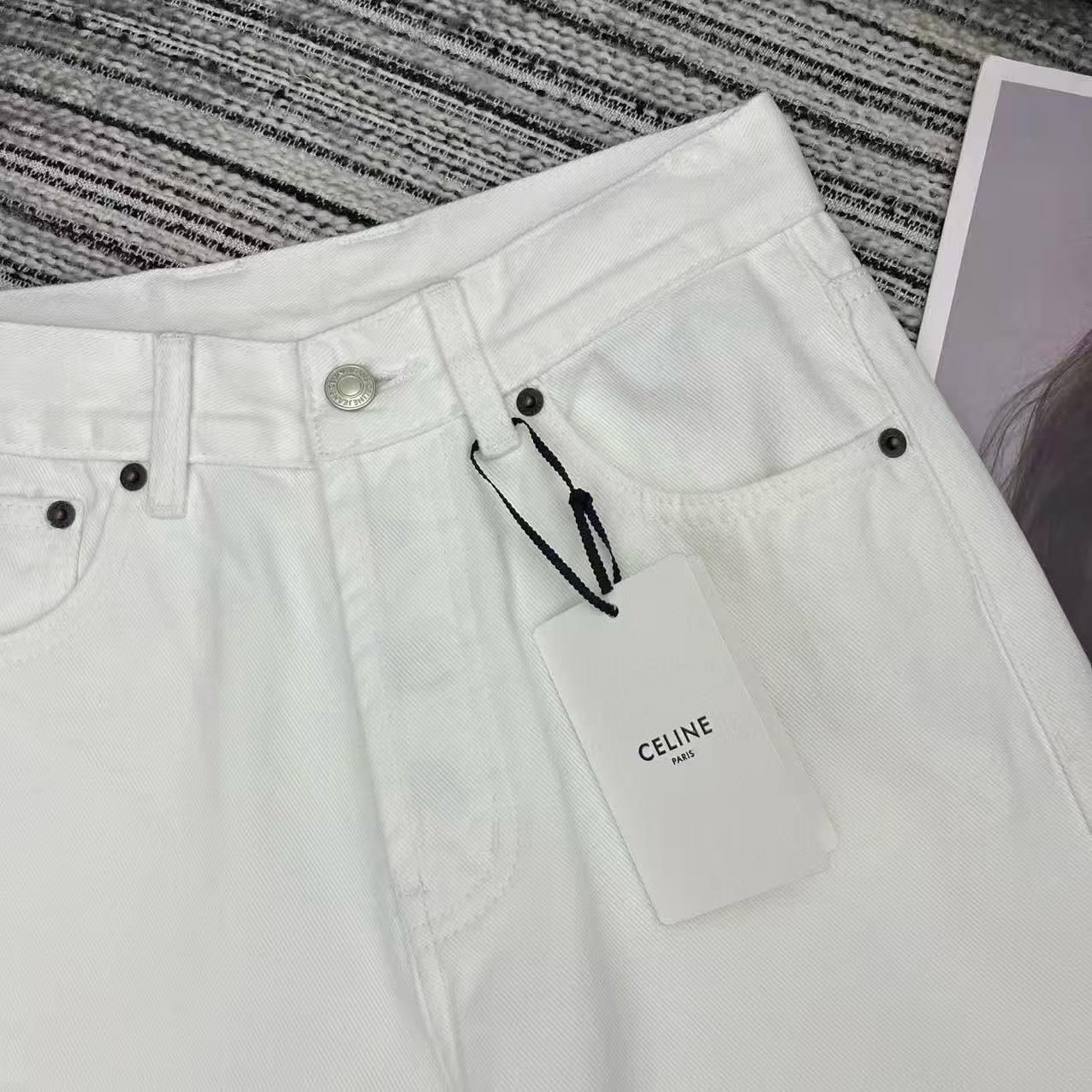 Celine 2026 Boyfriend Jeans 001 White Cotton