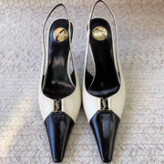 YSL 2026 Babylone Slingback Pump White Black Leather