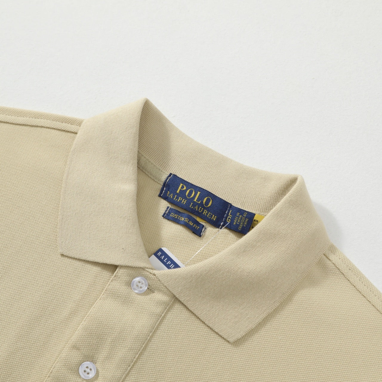Ralph Lauren Custom Slim Fit Polo Shirt Beige Cotton