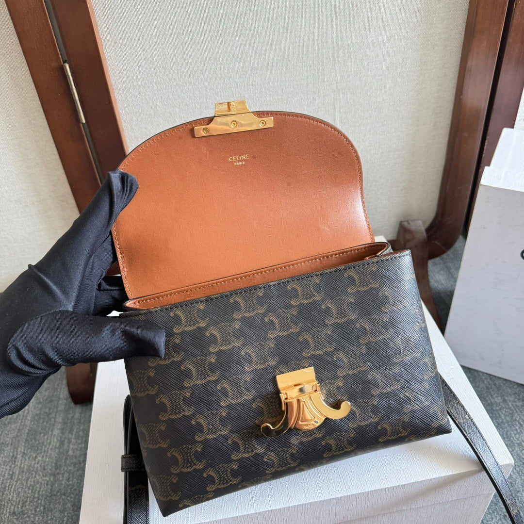 Celine 2026 Nino Teen 20.5cm Black Brown Calfskin