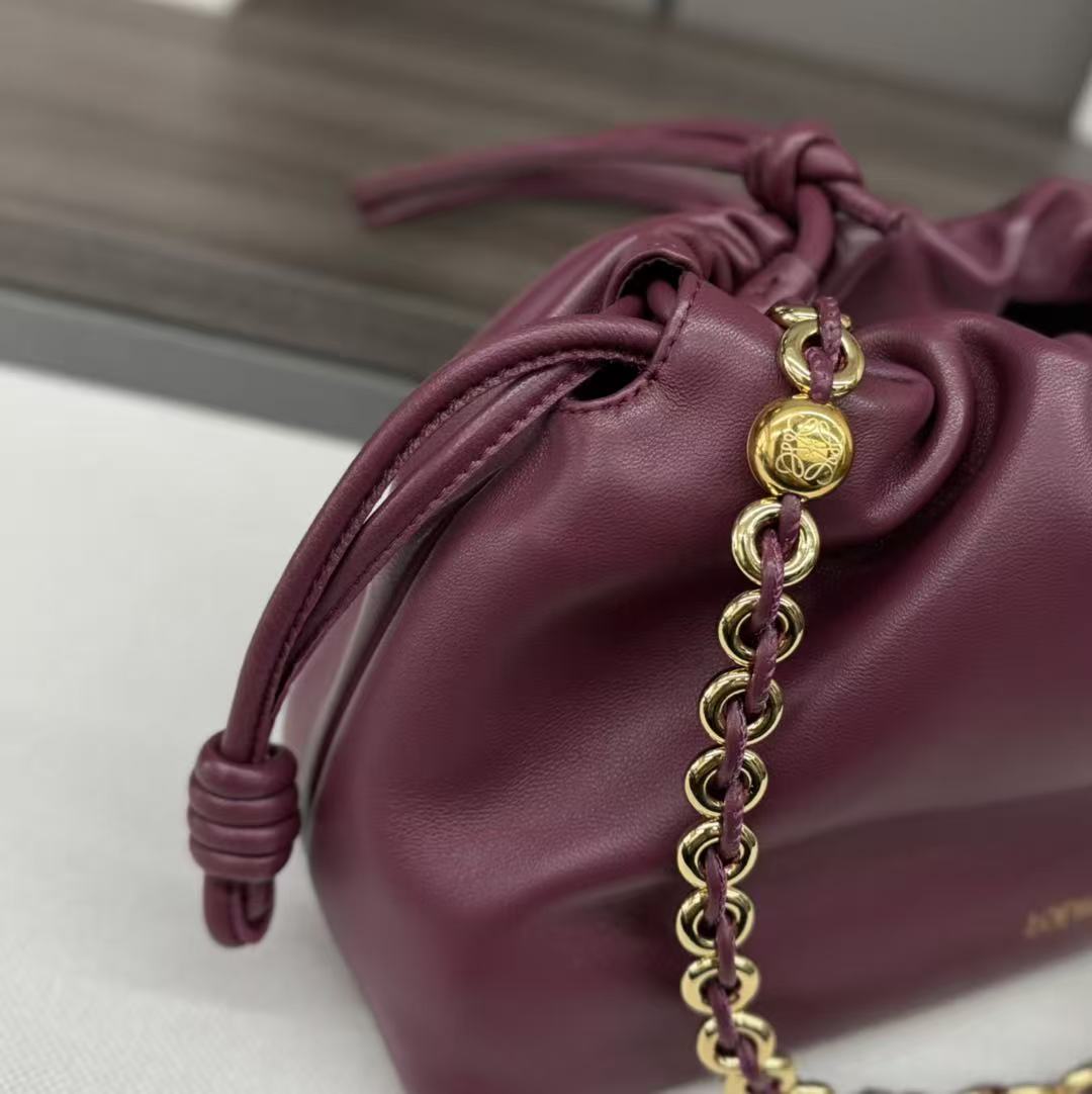 Loewe 2026 Flamenco Purse Bag 30cm Burgundy Nappa Leather