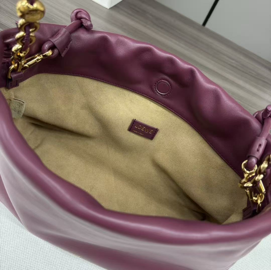 Loewe 2026 Flamenco Purse Bag 30cm Burgundy Nappa Leather