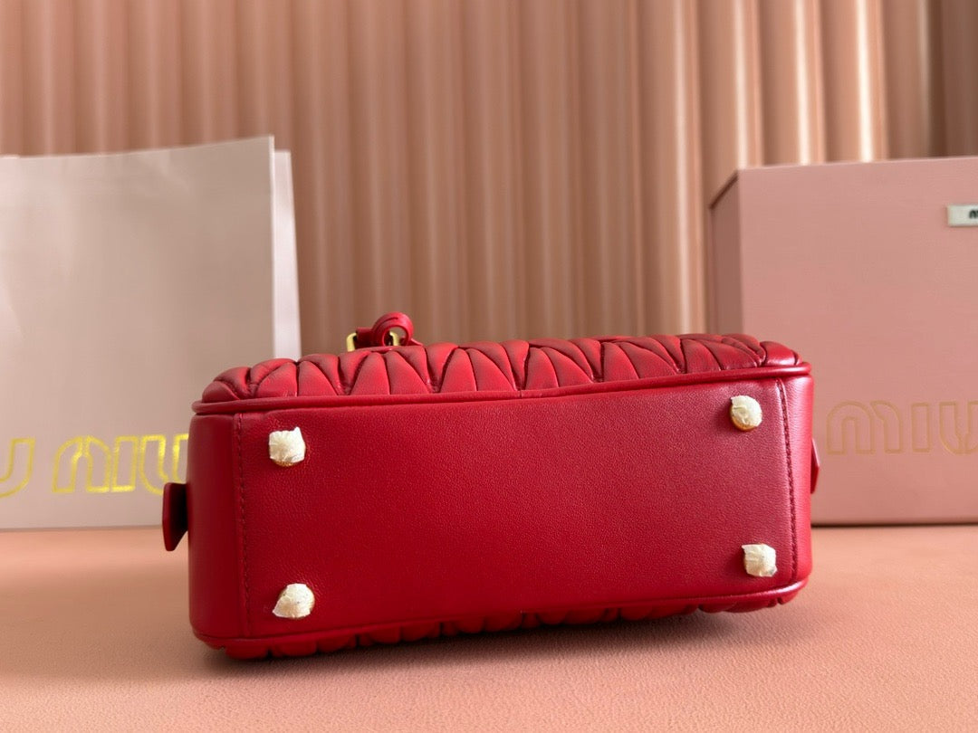 ARCADIE MATELASSE BAG 22 IN CERISE RED CALFSKIN GOLD HARDWARE