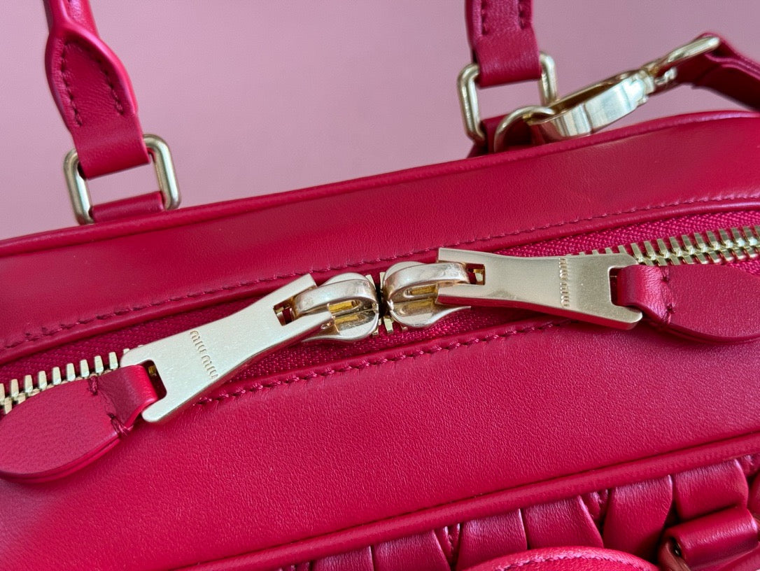 ARCADIE MATELASSE BAG 22 IN CERISE RED CALFSKIN GOLD HARDWARE