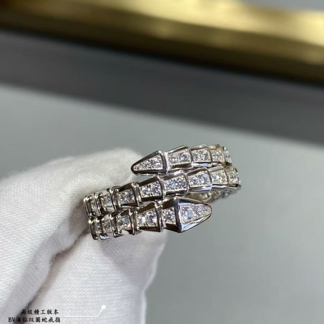 SERPENTI RING WHITE GOLD DIAMOND DOUBLE ROW