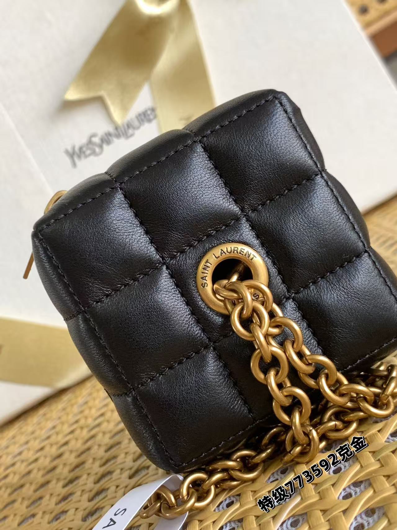 Saint Laurent Cassandre Matelasse Carré Mini Cube On Chain