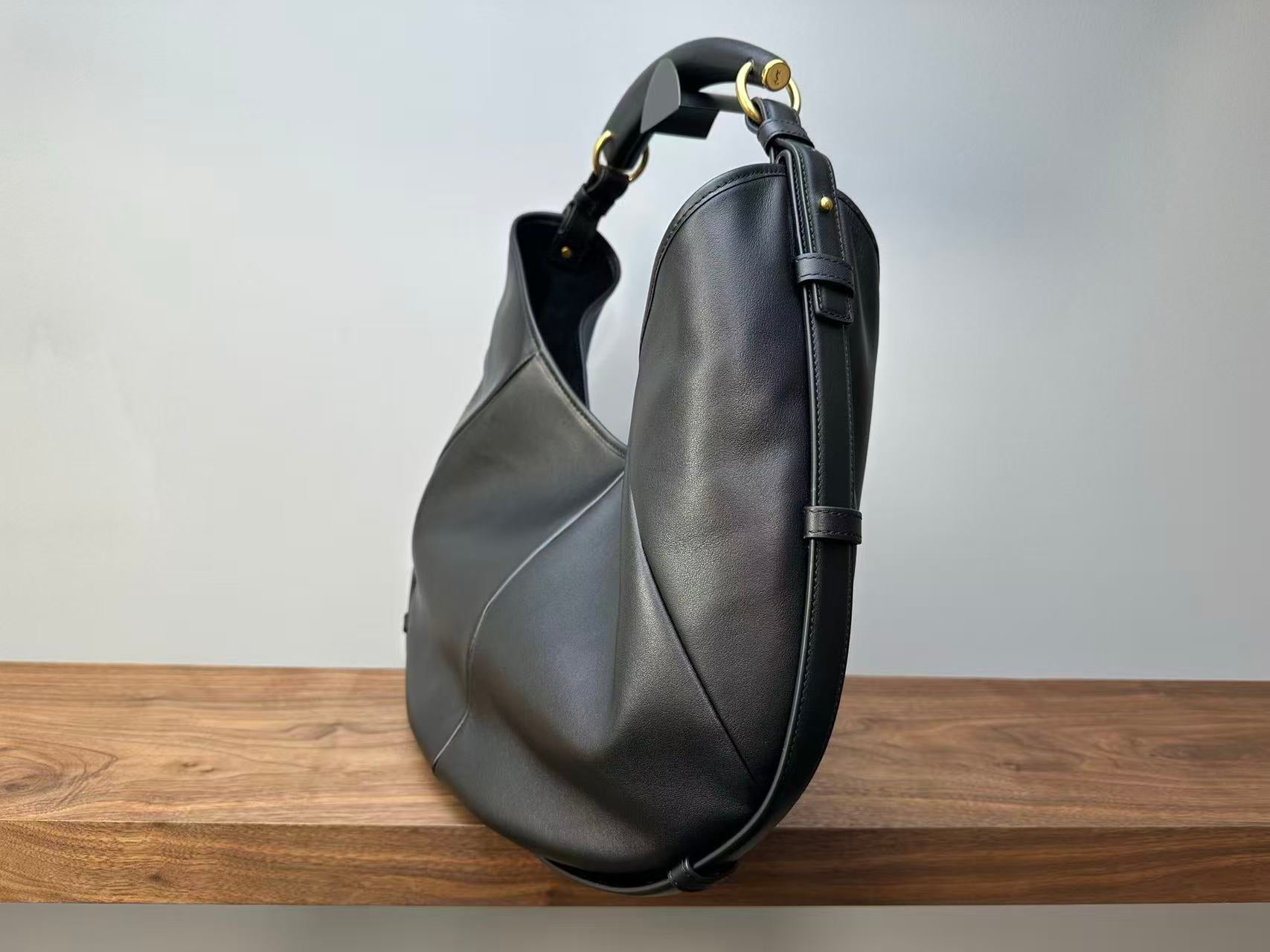 Saint Laurent 2026 Mombasa Shoulder Bag Black Leather