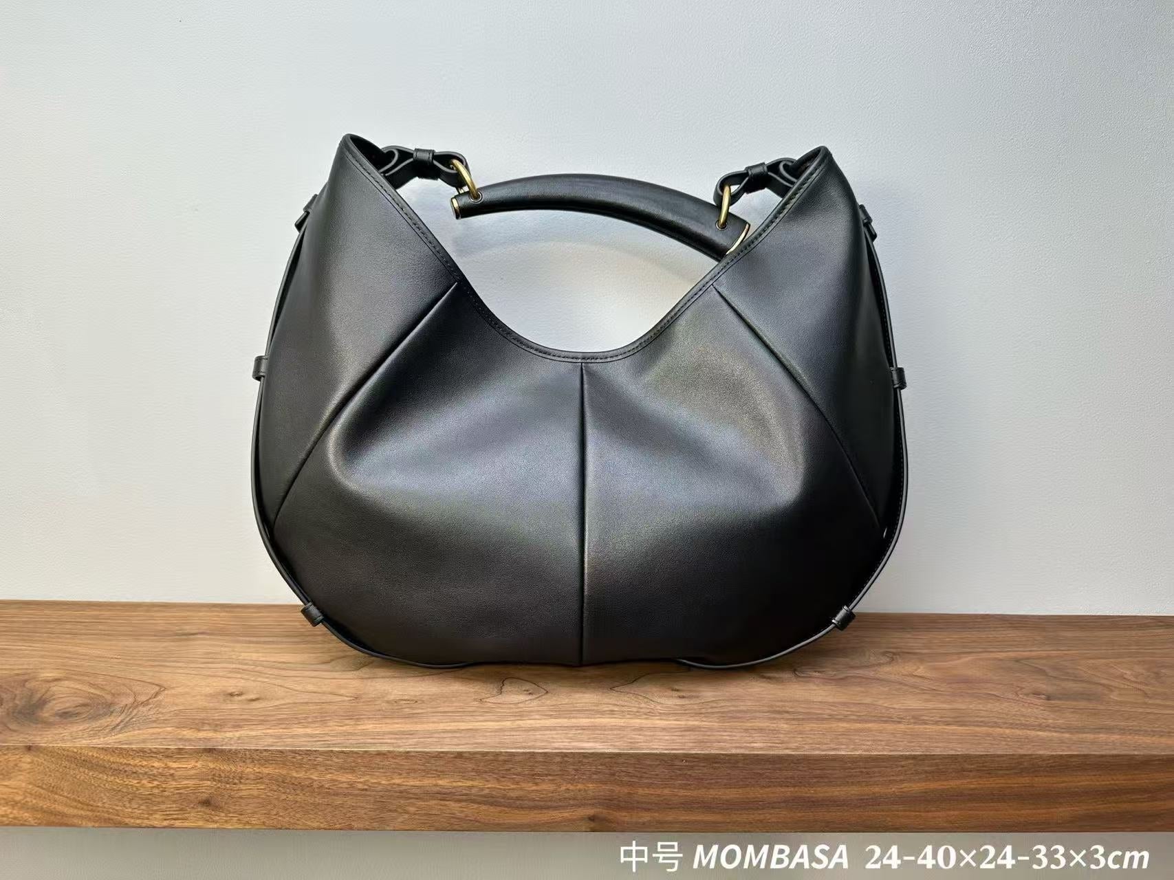 Saint Laurent 2026 Mombasa Shoulder Bag Black Leather