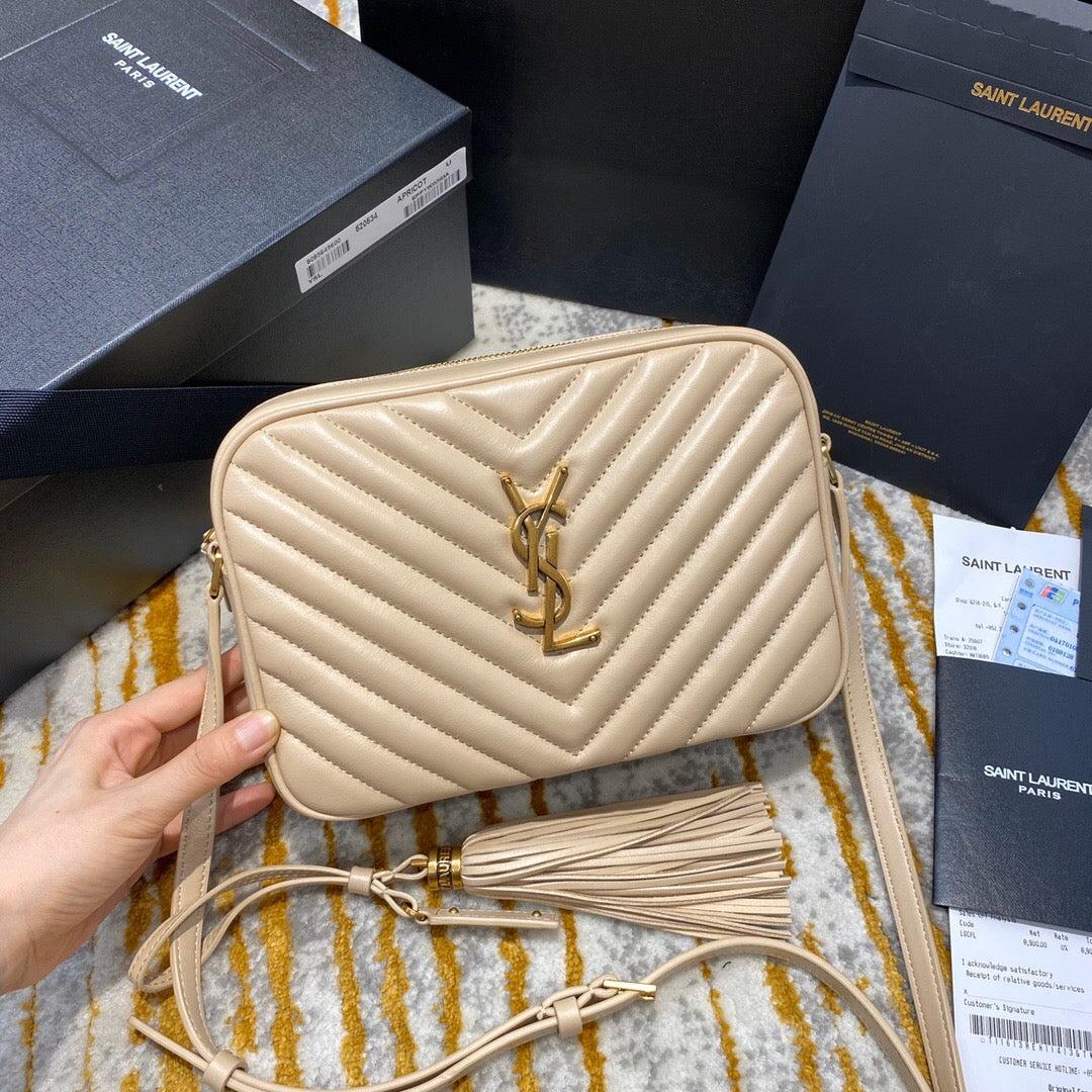 Saint Laurent 2026 Lou Camera Bag 23cm Beige Quilted Leather