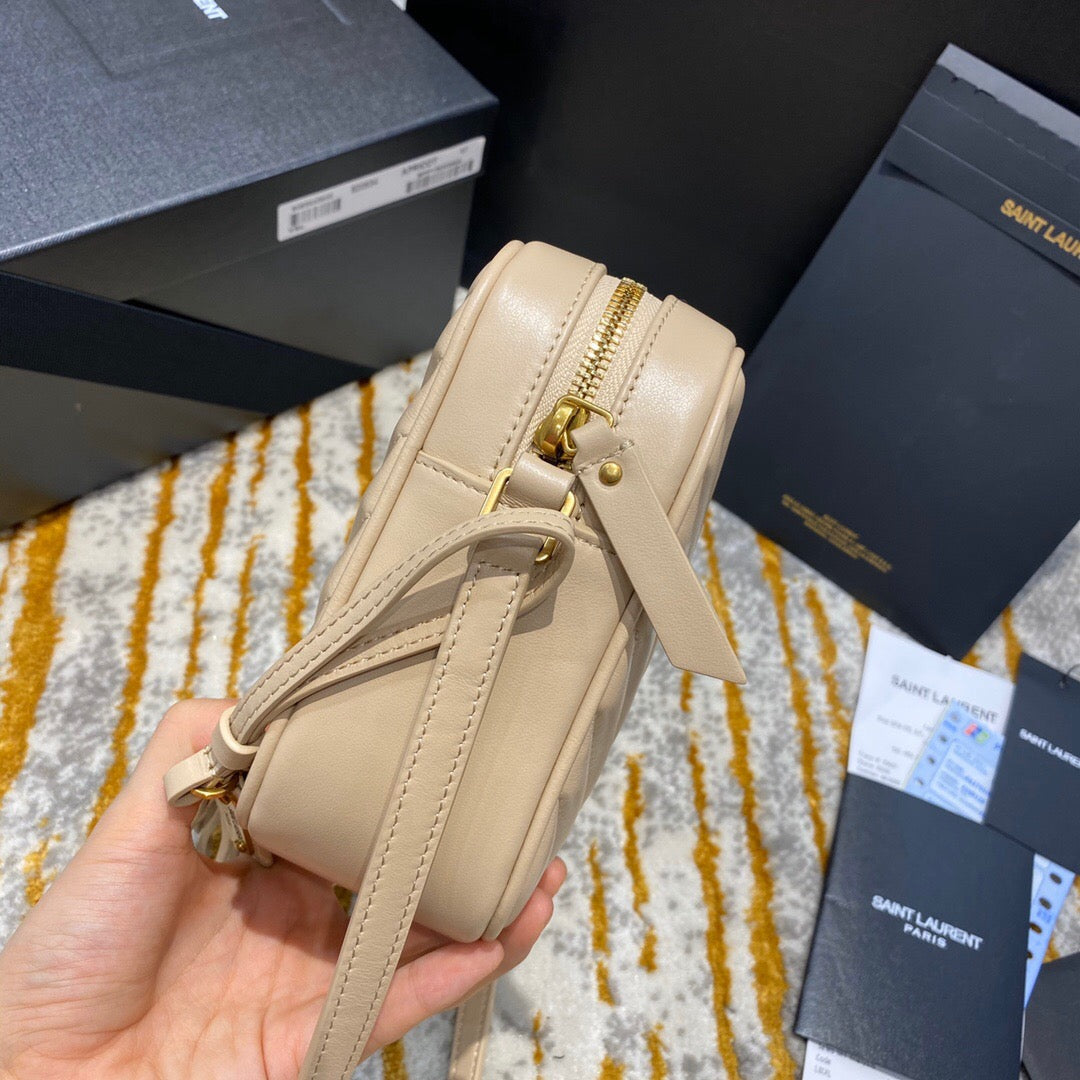 Saint Laurent 2026 Lou Camera Bag 23cm Beige Quilted Leather