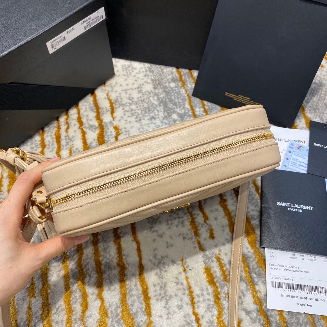 Saint Laurent 2026 Lou Camera Bag 23cm Beige Quilted Leather