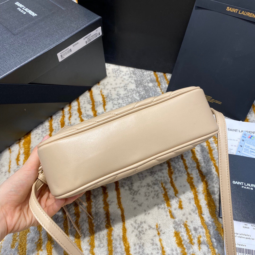 Saint Laurent 2026 Lou Camera Bag 23cm Beige Quilted Leather
