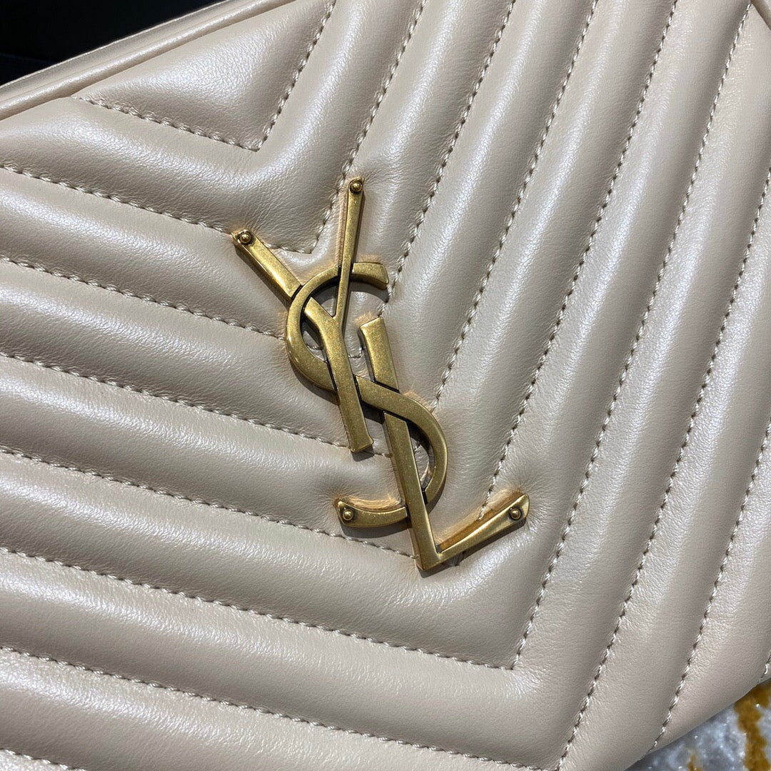 Saint Laurent 2026 Lou Camera Bag 23cm Beige Quilted Leather