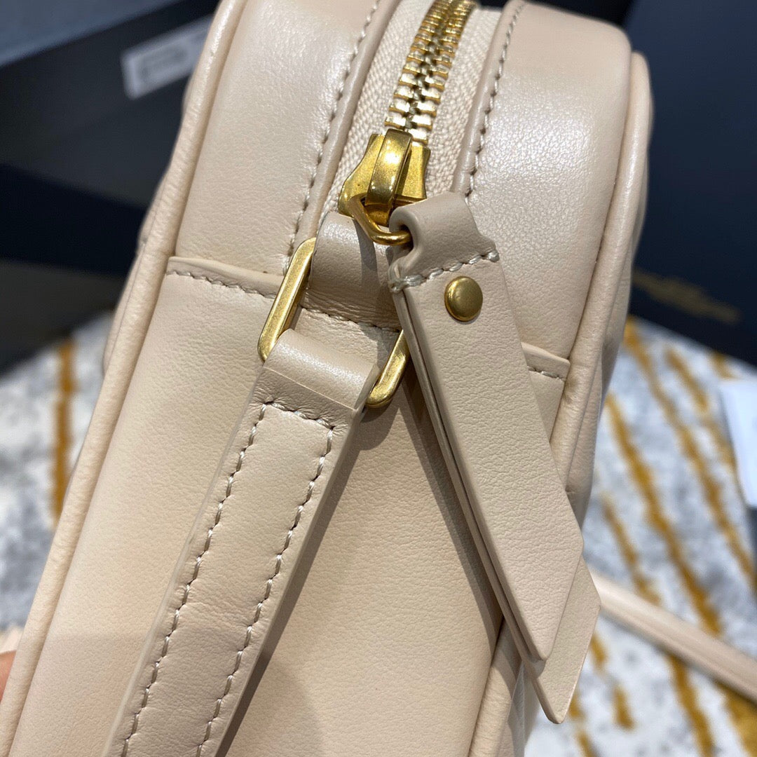 Saint Laurent 2026 Lou Camera Bag 23cm Beige Quilted Leather