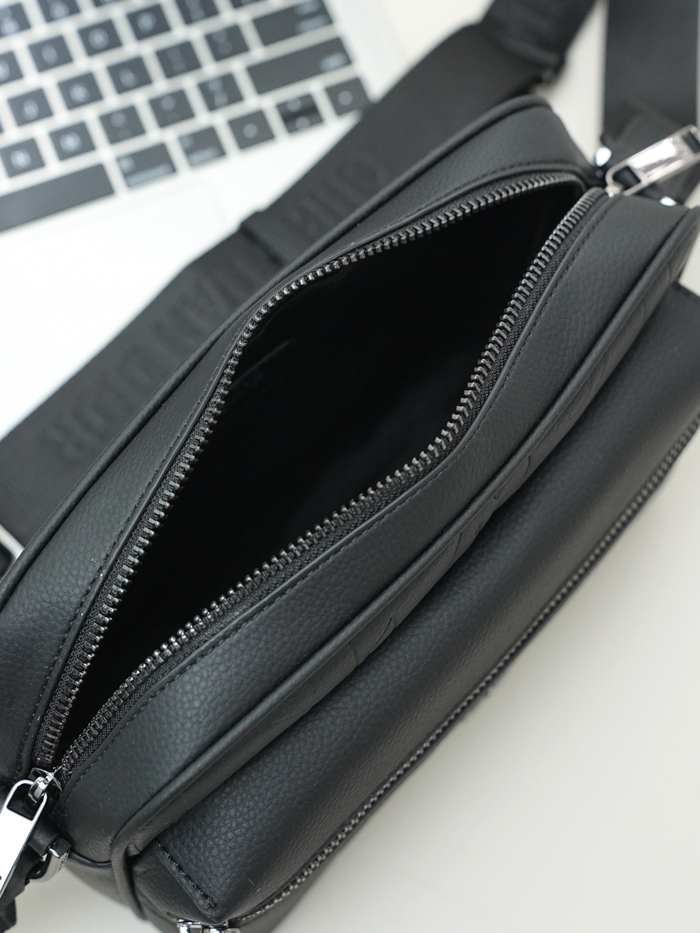 LV 2026 Rider Zipped Messenger Bag Black Calfskin