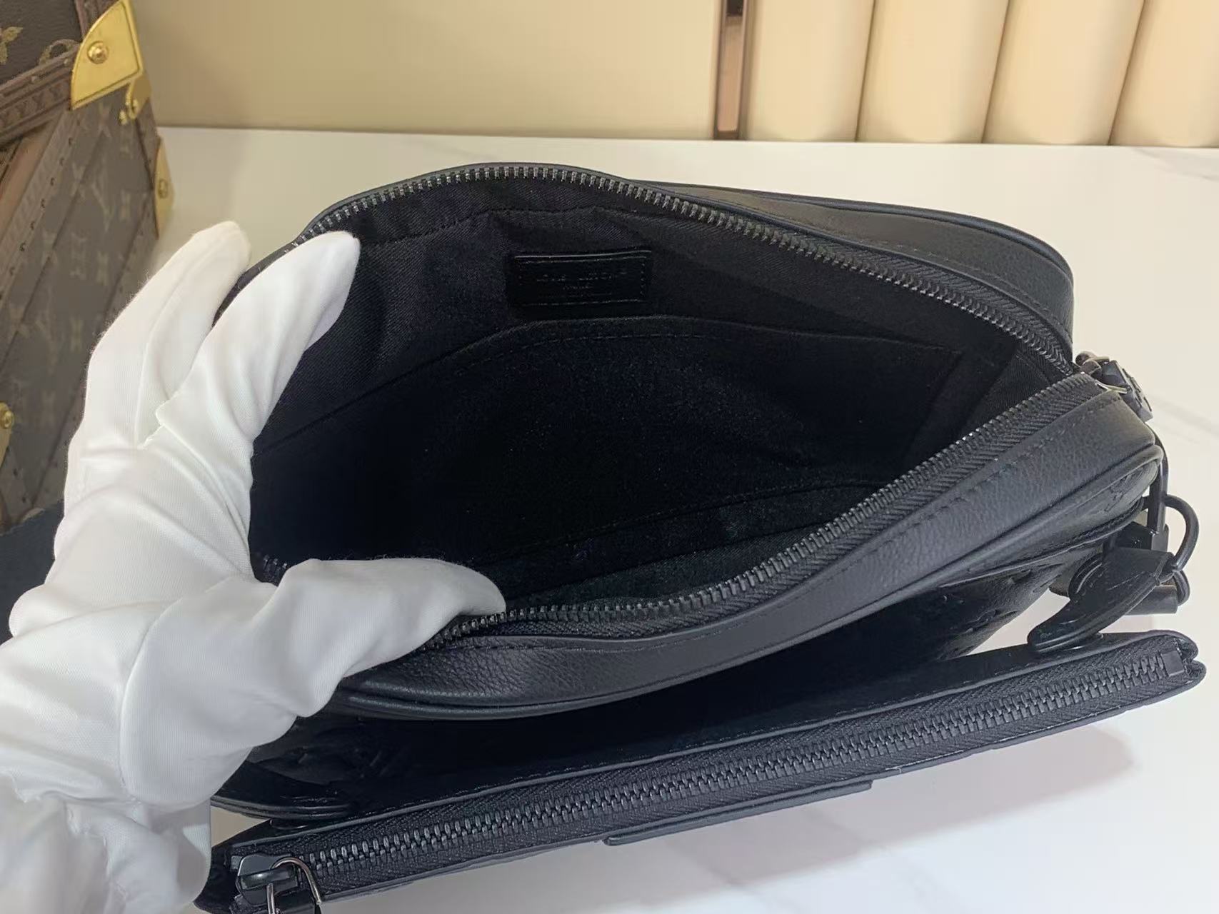 LV 2026 Trio Messenger Black Monogram Shadow Leather