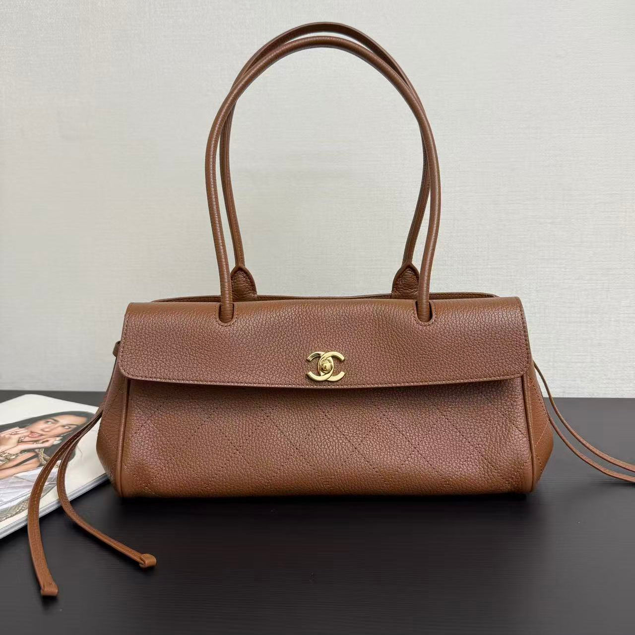 Chanel 2026 Shopping Bag 31cm Brown Grained Calfskin