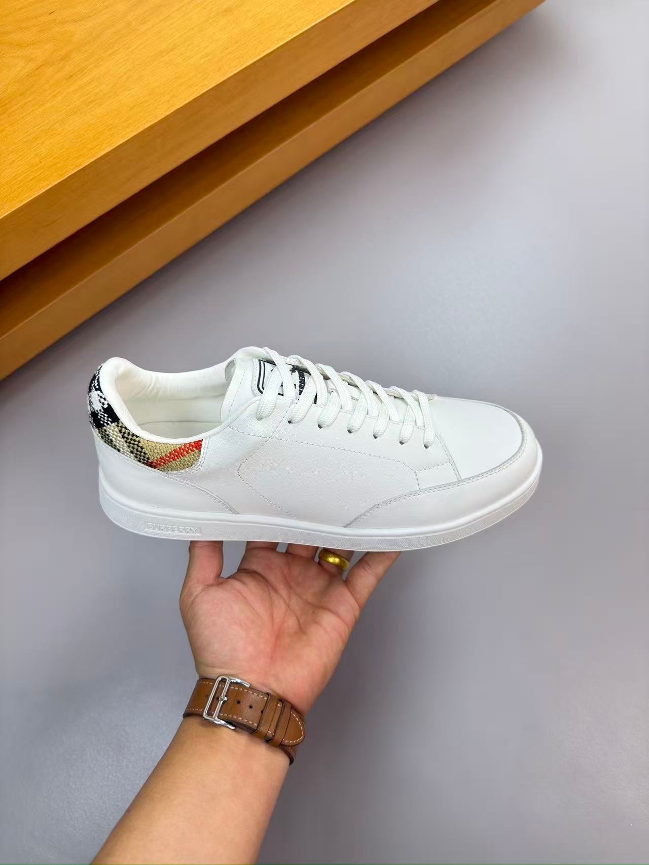Burberry 2026 Check Cuff Sneaker White Leather