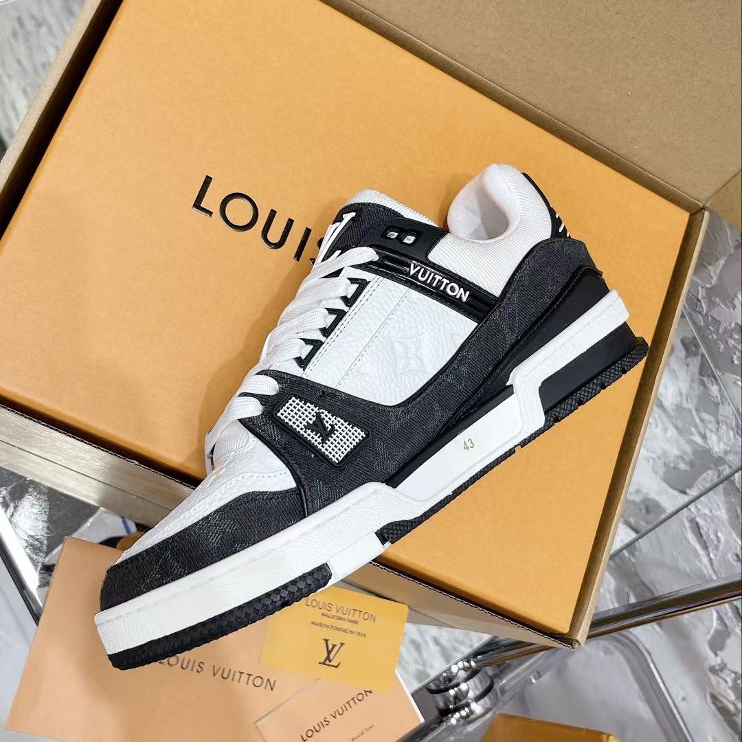 Louis Vuitton 2026 Trainer Black White Monogram Denim Calfskin