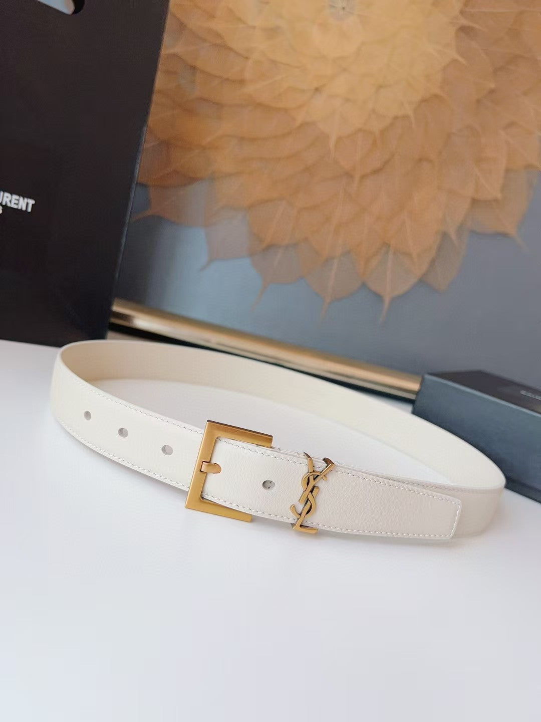 Saint Laurent Cassandre Leather Belt