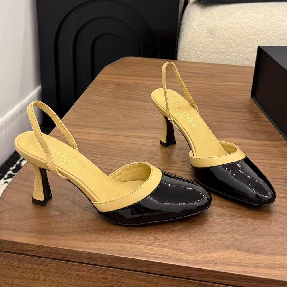 Chanel 2026 Slingback Patent Leather with Sheepskin 696136