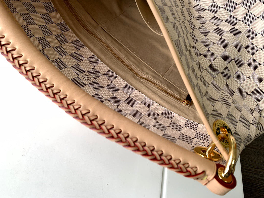 LV 2026 Artsy Bag 46cm Grey Cream Damier Azur Canvas