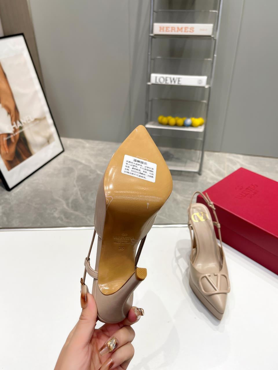 Valentino Garavani VLOGO Slingback 120 Platform Pumps Nude Smooth Leather