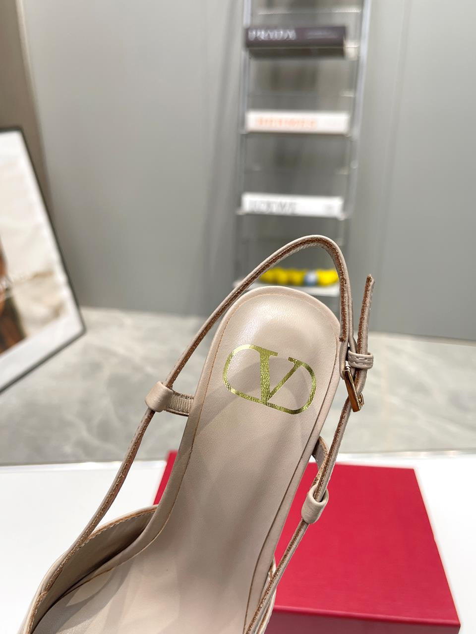 Valentino Garavani VLOGO Slingback 120 Platform Pumps Nude Smooth Leather