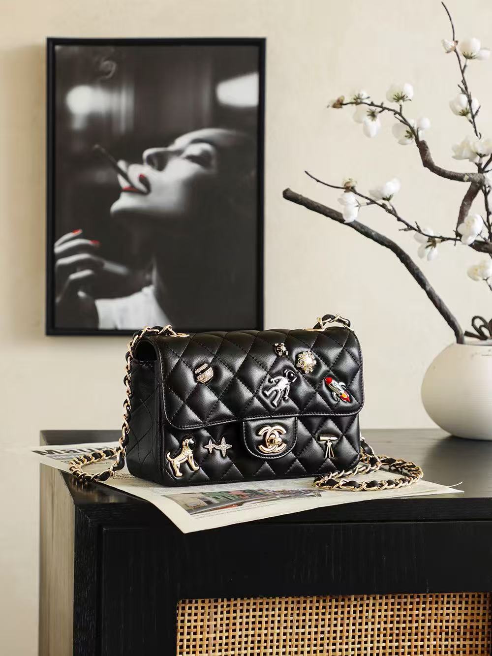 Chanel 2026 Classic 11.12 Bag 20cm Black Sheepskin