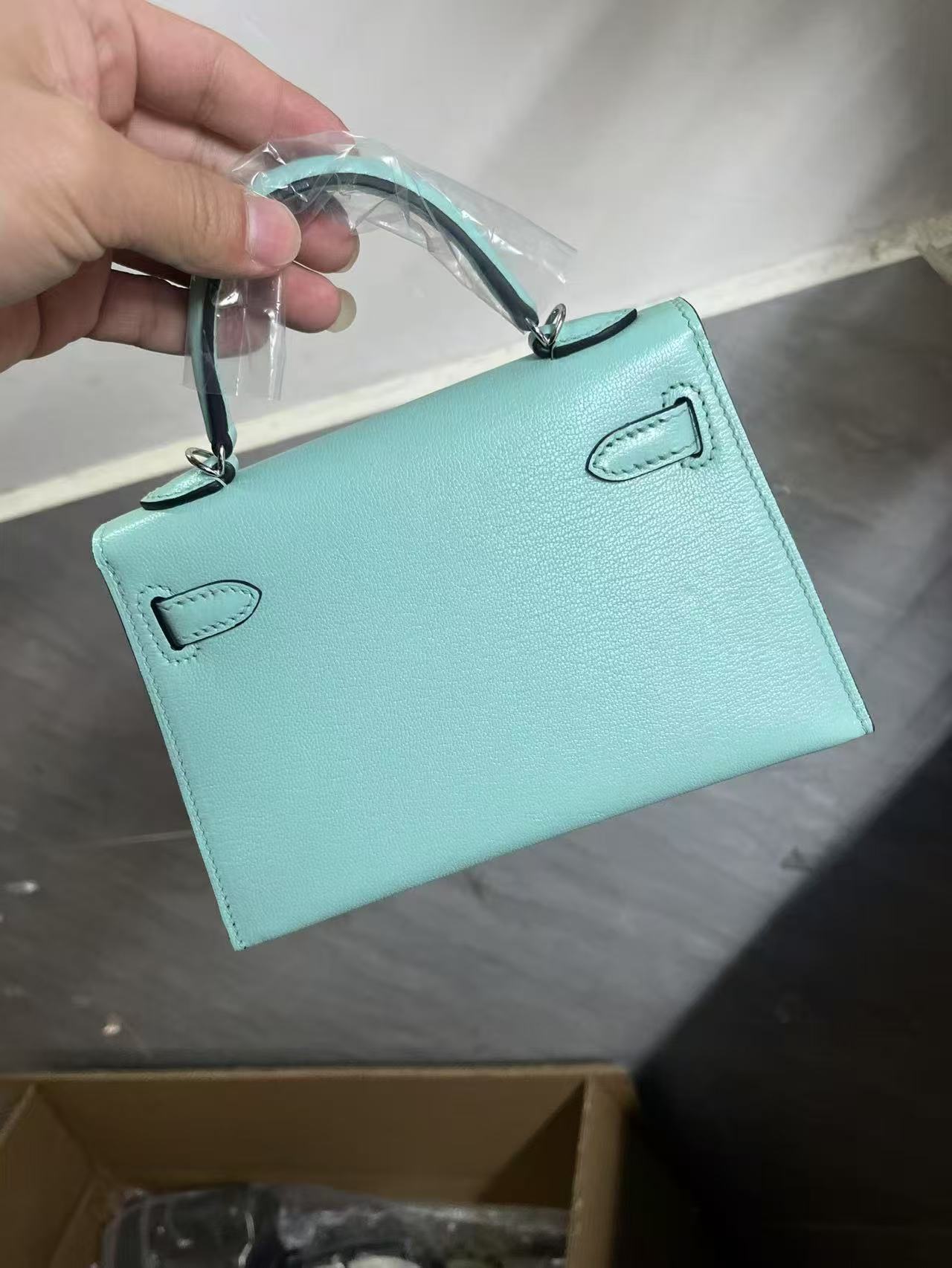 Hermes 2026 Mini Kelly Bag 20cm Light Turquoise Epsom Leather