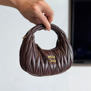 Miumiu 2026 Wander Matelassé Hobo Bag Dark Brown Nappa Leather