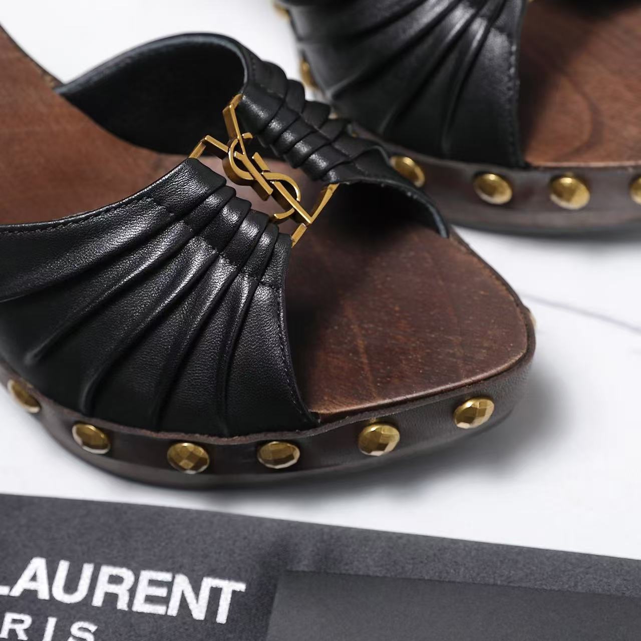 YSL 2026 Bavylone Platform Sandal Brown Black Smooth Leather