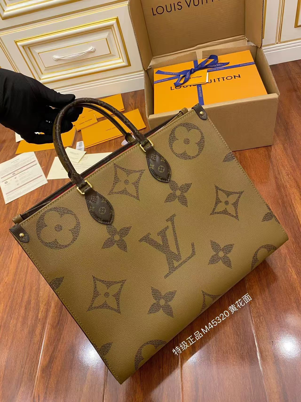 Louis Vuitton 2026 OnTheGo GM Bag 41cm Brown Beige Monogram Canvas Leather