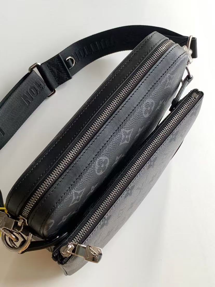 Louis Vuitton 2026 Trio Messenger Bag 26cm Grey Black Monogram Eclipse Canvas